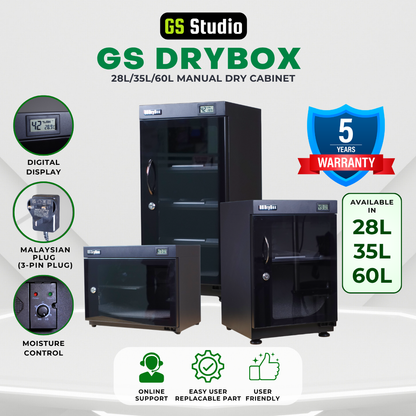 GS DryBox 28L/35L/60L LCD Digital Display 18 Litre 35 Litre 60 Litre Dry Cabinet 5 Years Warranty