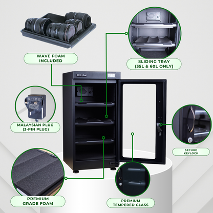 GS DryBox 28L/35L/60L LCD Digital Display 18 Litre 35 Litre 60 Litre Dry Cabinet 5 Years Warranty