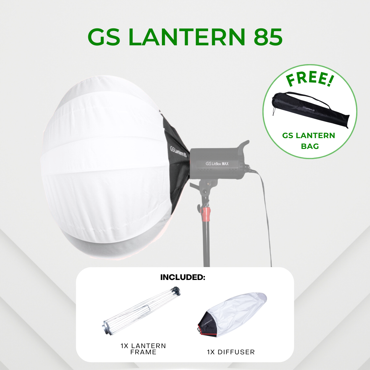 GS Lantern Globe Softbox Easy Fold For LED Light/Studio Flash/Strobe Moonlight With Bowen Mount (65cm/85cm)