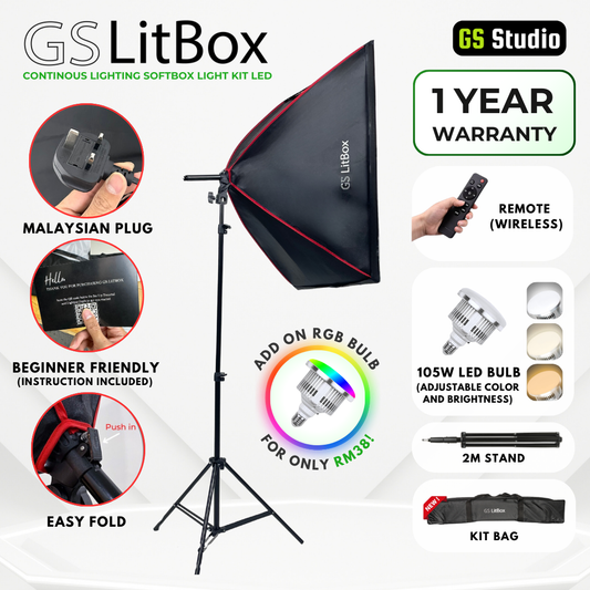 GS LitBox Continous Lighting Softbox Light Kit LED Video Photo Light Adjustable Color Temp & Brightness Wireless Remote