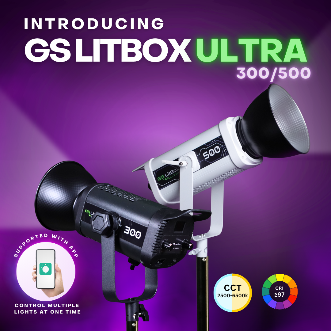 GS LitBox Ultra COB 300 500 LED Video Light 2700-6500K Bi-Color with Wireless Remote APP Control CRI 97+ 200w 300w 500w