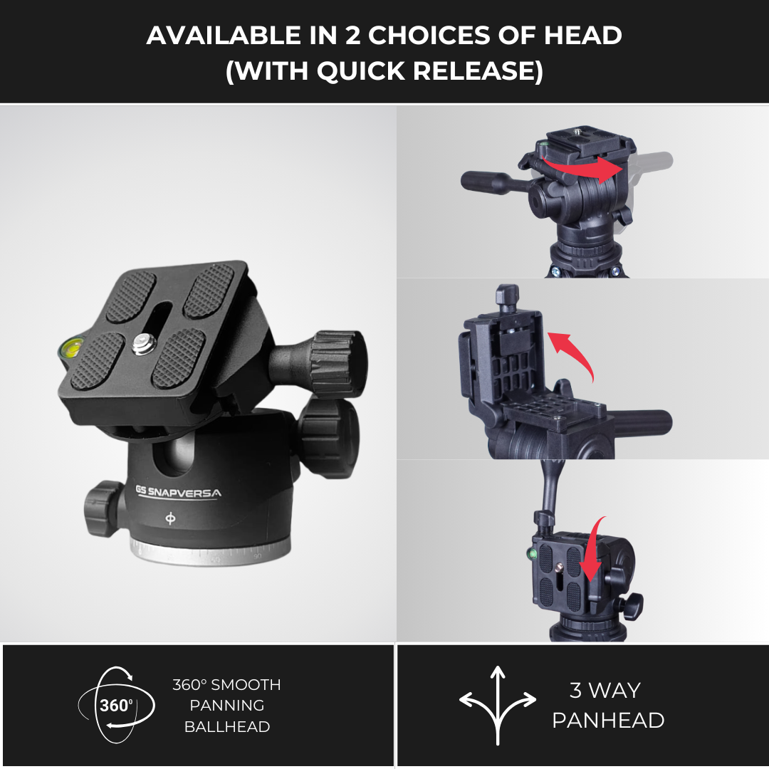 GS SNAPVERSA TRAVELLING TRIPOD FOR SMARTPHONE & CAMERA LIGHTWEIGHT & COMPACT TRIPOD FOR PHOTOGRAPHY VIDEOGRAPHY