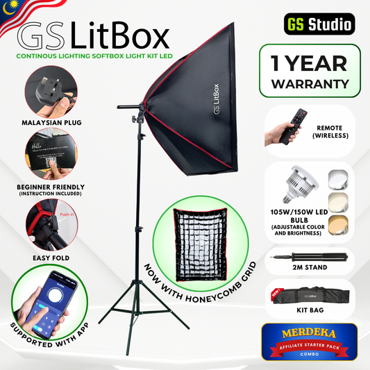 GS LitBox Continous Lighting Softbox Light Kit LED Video Photo Light Adjustable Color Temp & Brightness Wireless Remote APP Control