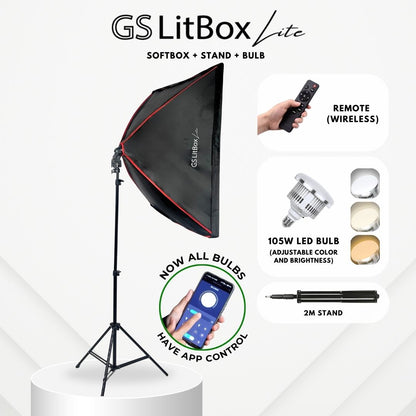 GS LitBox Lite Continous Lighting Softbox Light Kit LED Video Photo Light Adjustable Color Temp & Brightness Wireless Remote