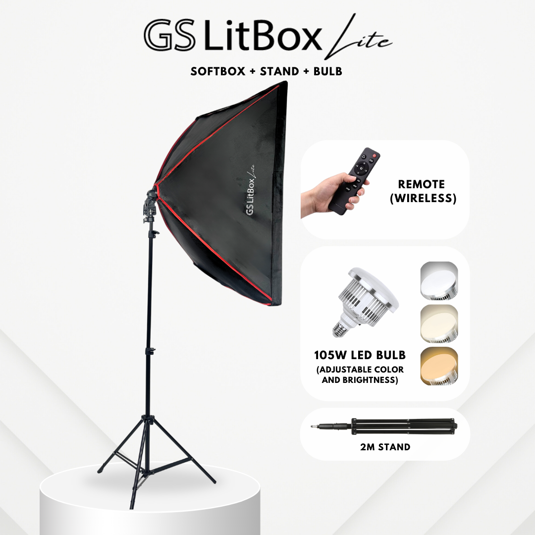 GS LitBox Lite Continous Lighting Softbox Light Kit LED Video Photo Light Adjustable Color Temp & Brightness Wireless Remote