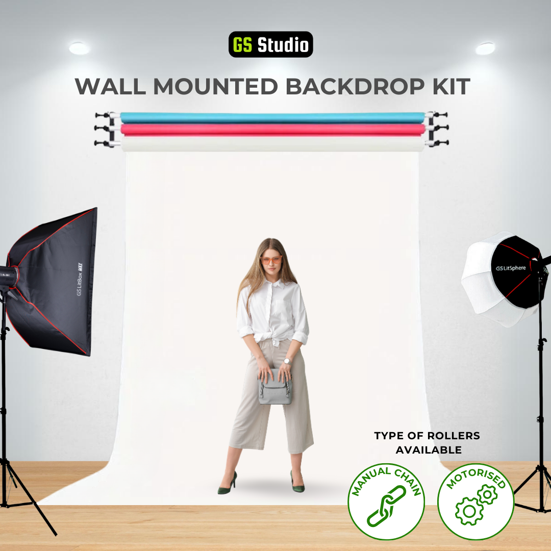 Wall Mounted Backdrop Kit with Colors Paper Backdrop Starter Kit