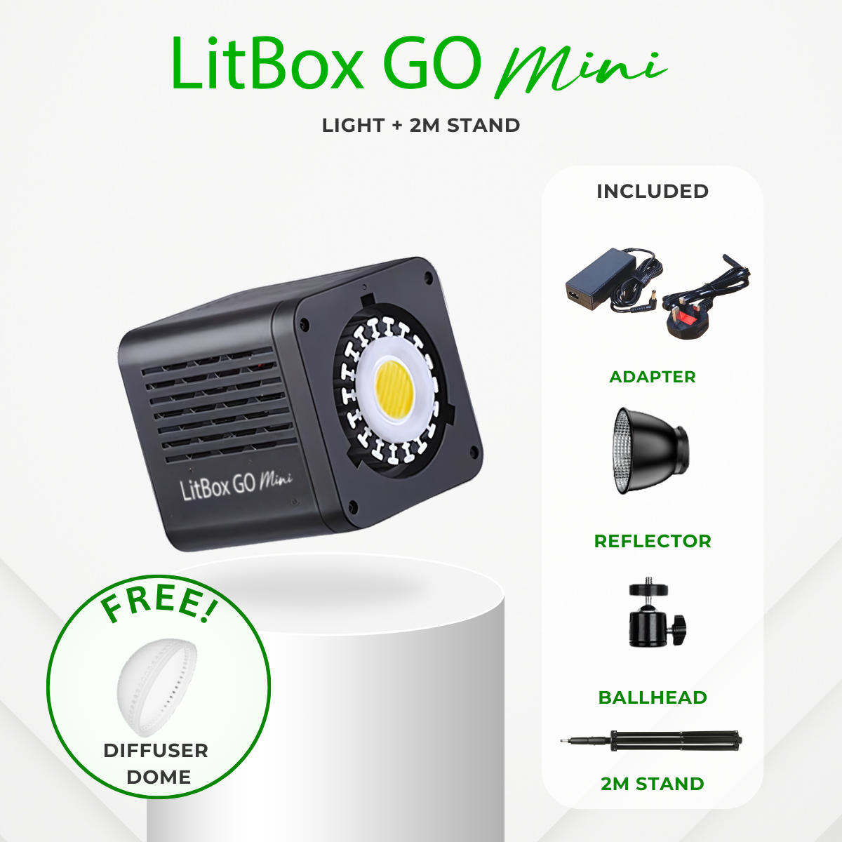 GS LitBox Go Mini Portable LED COB Video Light Built-in Battery & AC Powered