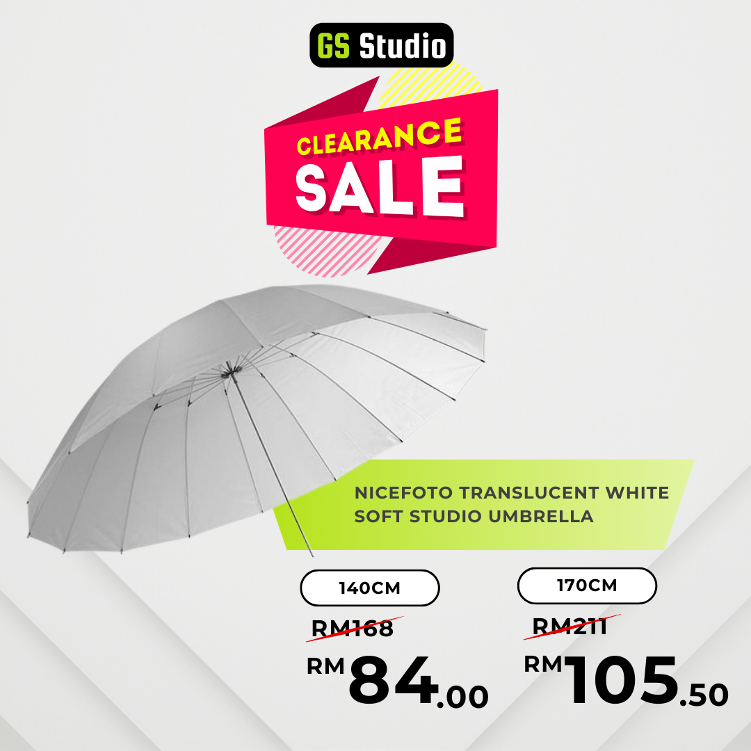 This studio umbrella has two size; 140cm and 170cm