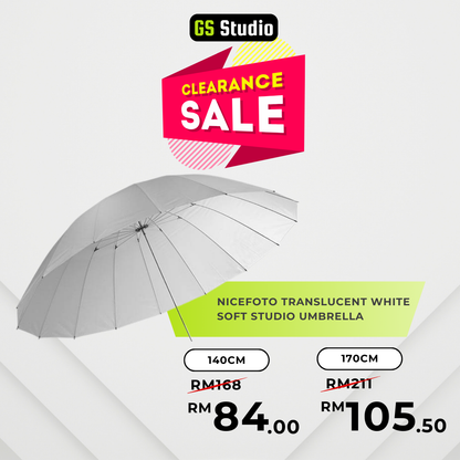 This studio umbrella has two size; 140cm and 170cm