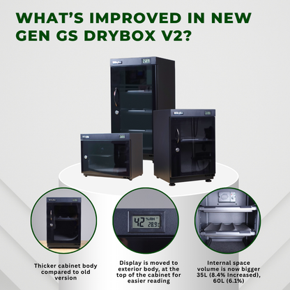GS DryBox 28L/35L/60L LCD Digital Display 18 Litre 35 Litre 60 Litre Dry Cabinet 5 Years Warranty