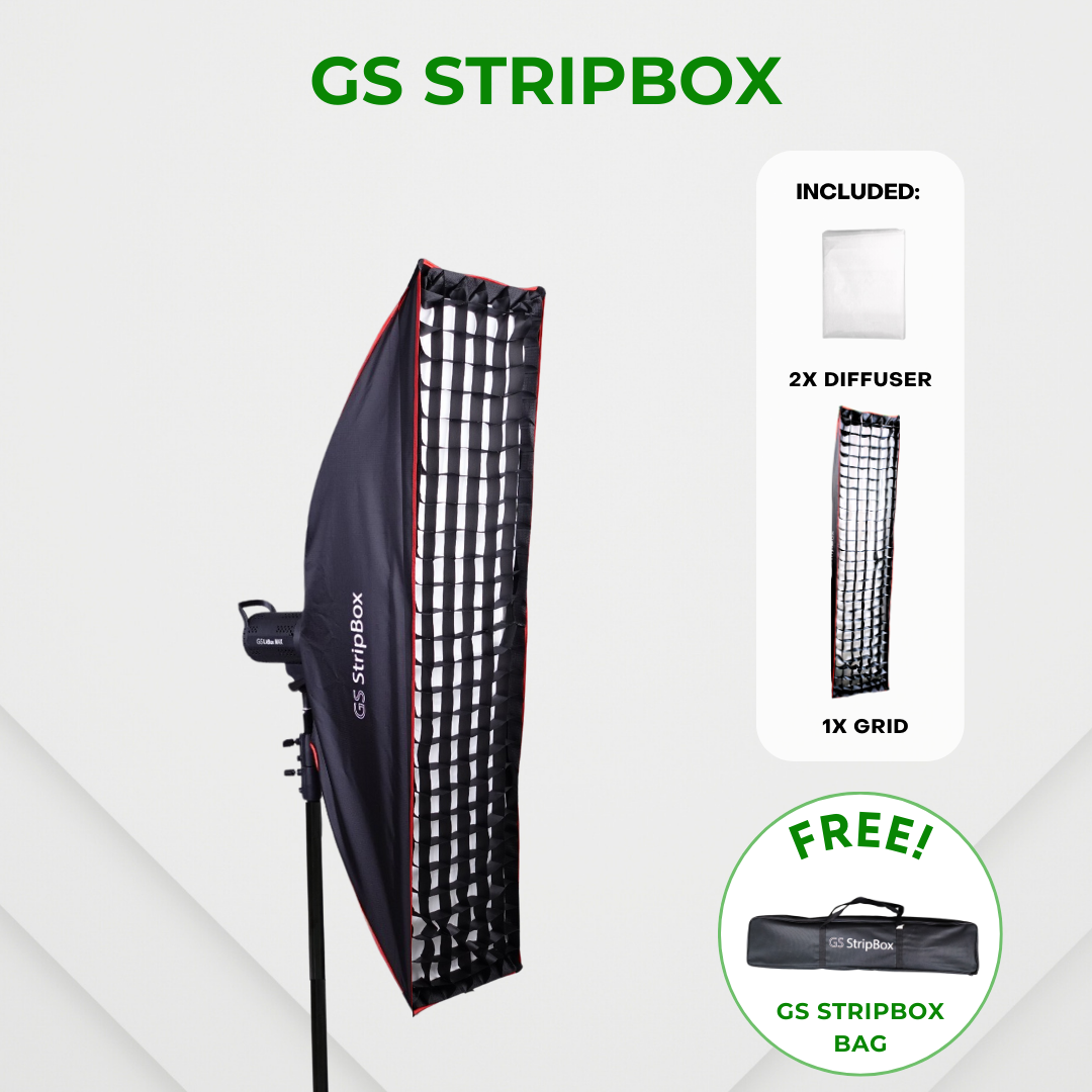 GS StripBox Rectangular Softbox with Grid 30x140cm for Rim Light & Full Body Shoots
