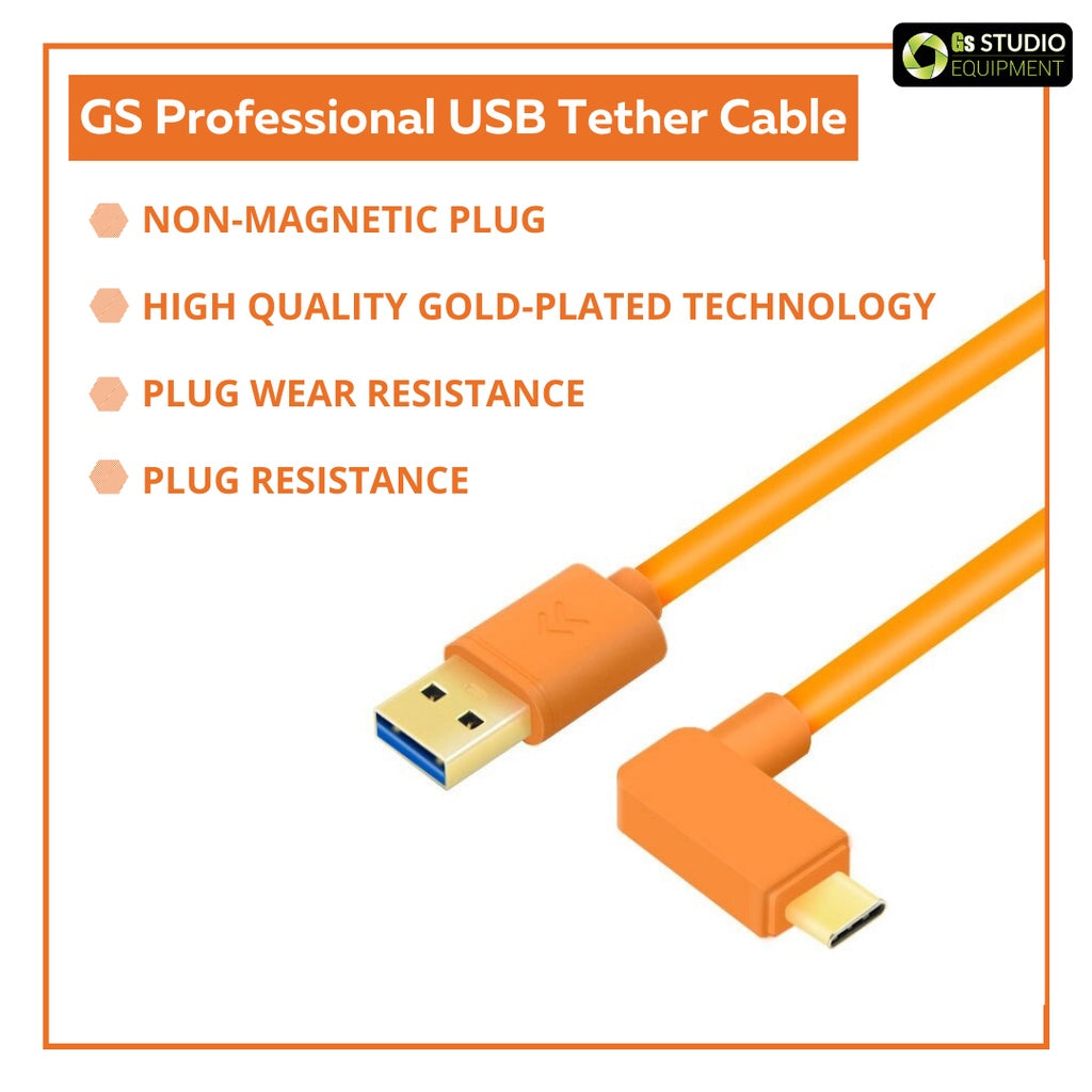 GS Professional USB Tether Cable To Connect Transfer Data To PC And Laptop For Canon/Nikon/Fuji/Sony/Leica (5M)