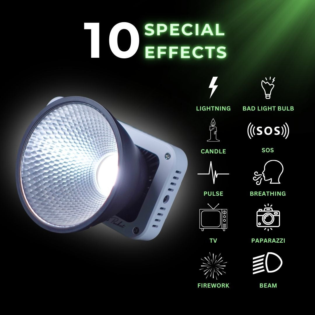 GS LitBox GO Pocket 40W Portable LED COB Video Light – CRI 97, Built-in Battery, 2700-6500K, 10 Lighting Effects, Palm Size