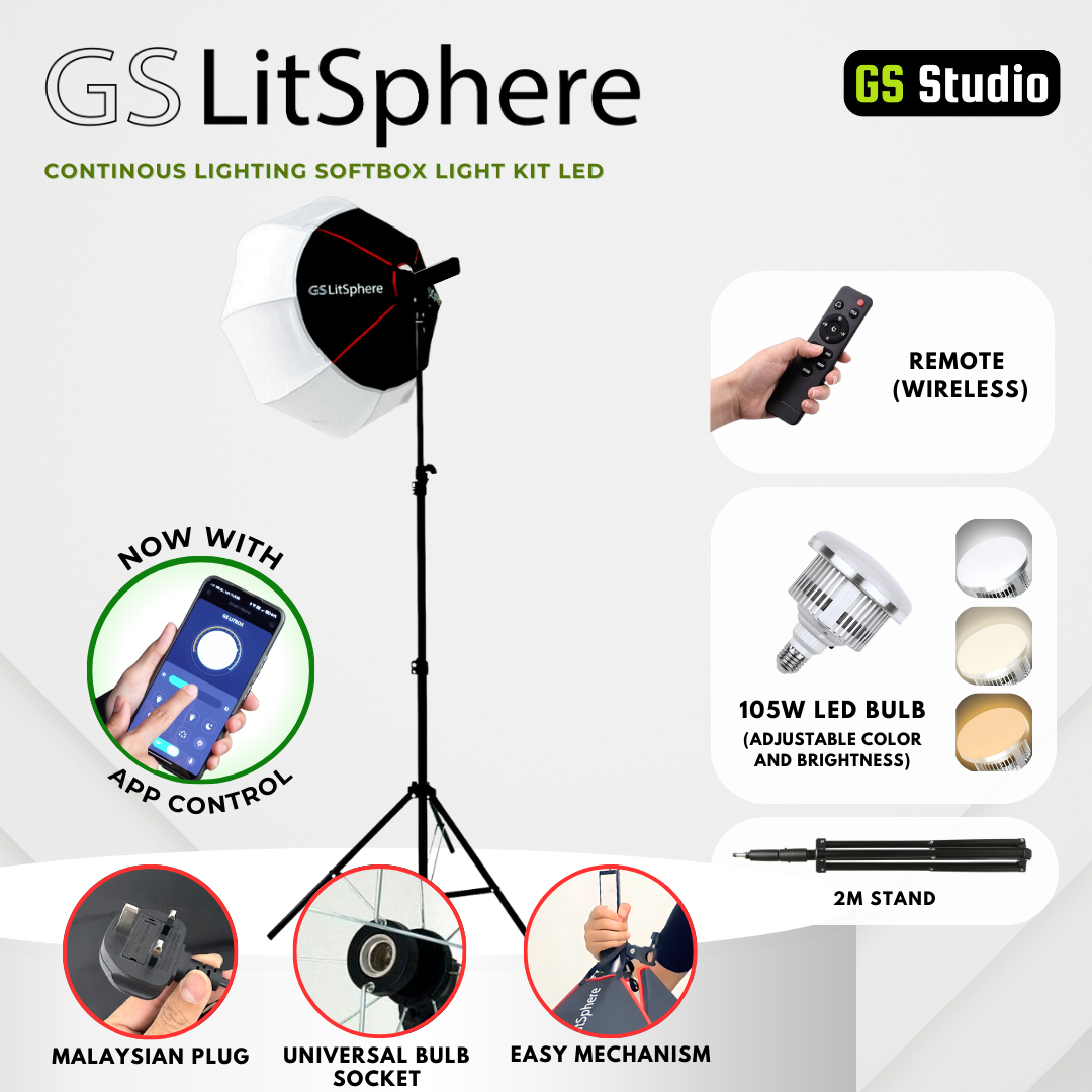 GS LitSphere Lantern Softbox Light 65cm Shooting Lamp for Live Broadcast Photo Video 105w
