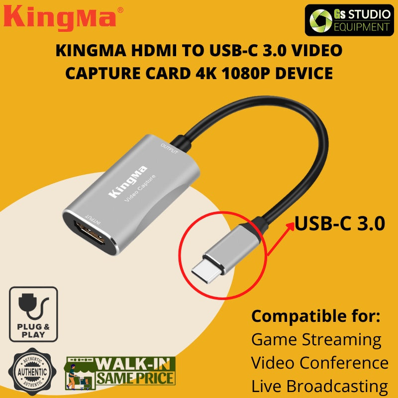 KingMa Video Capture Card 4K 1080p Device For Game Streaming Video Conference Or Live Broadcasting Compatible