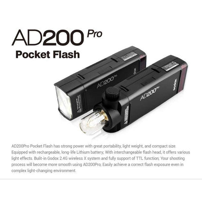 Godox AD200Pro 200Ws Outdoor Flash Light TTL HSS 2.4G Wireless X System AD200Pro Pocket Flash Light For Sony Nikon Canon
