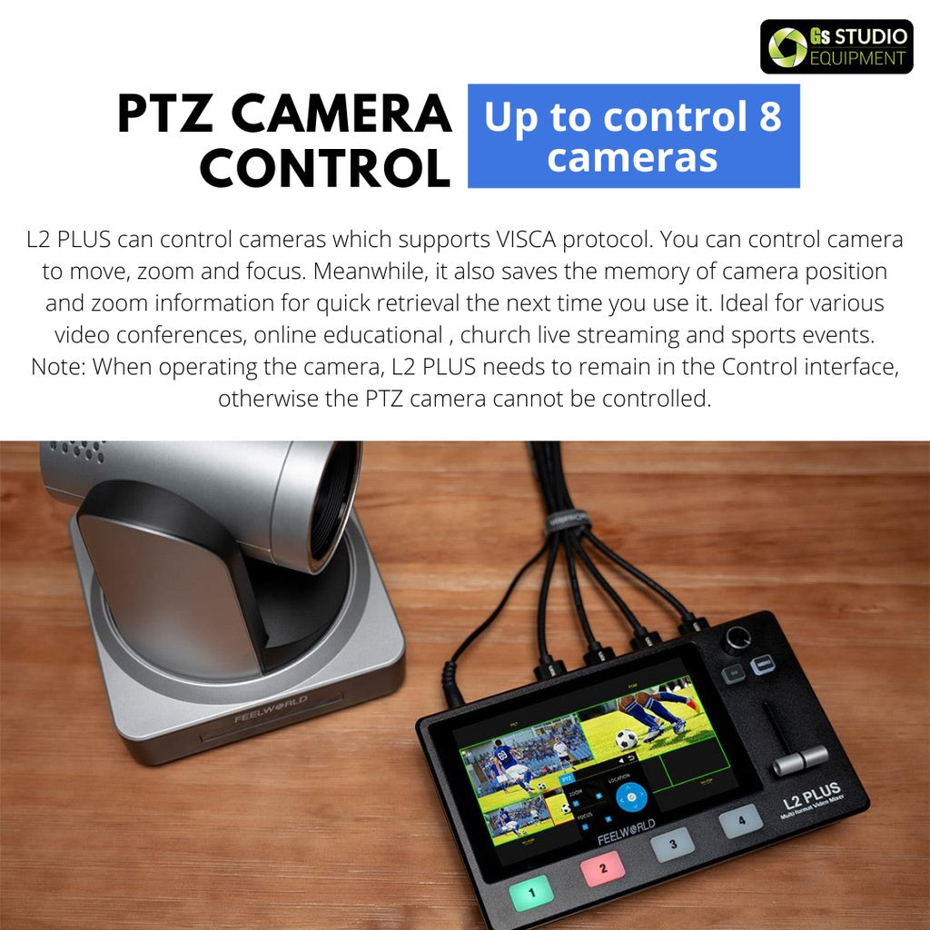 FEELWORLD L2 PLUS Multi-camera Video Mixer Switcher with 5.5" LCD Touch Screen PTZ Control Chroma Key USB3.0