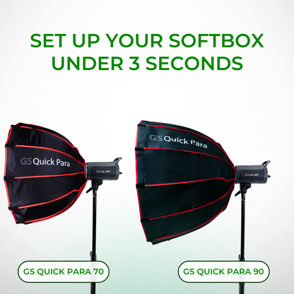 GS QUICK PARA 70 & 90 PARABOLIC SOFTBOX WITH GRID & BOWENS MOUNT SOFTBOX FOR PHOTOGRAPHY VIDEOGRAPHY STUDIO LIGHTING