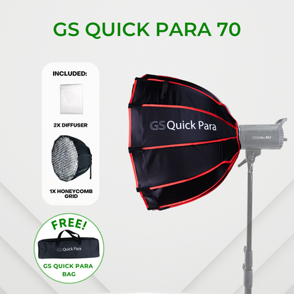 GS QUICK PARA 70 & 90 PARABOLIC SOFTBOX WITH GRID & BOWENS MOUNT SOFTBOX FOR PHOTOGRAPHY VIDEOGRAPHY STUDIO LIGHTING