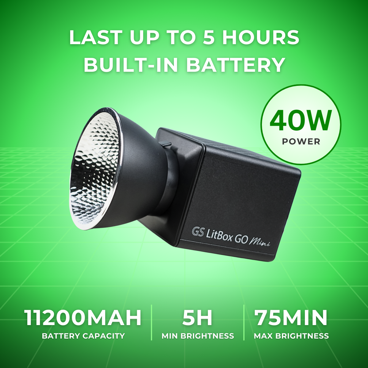 GS LitBox Go Mini Portable LED COB Video Light Built-in Battery & AC Powered