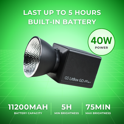 GS LitBox Go Mini Portable LED COB Video Light Built-in Battery & AC Powered