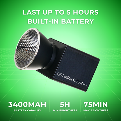 GS LitBox Go Mini Portable LED COB Video Light Built-in Battery & AC Powered