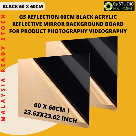 GS Reflection White Black Transparent Acrylic Reflective Mirror Background For Product Photography Videography (60cm)