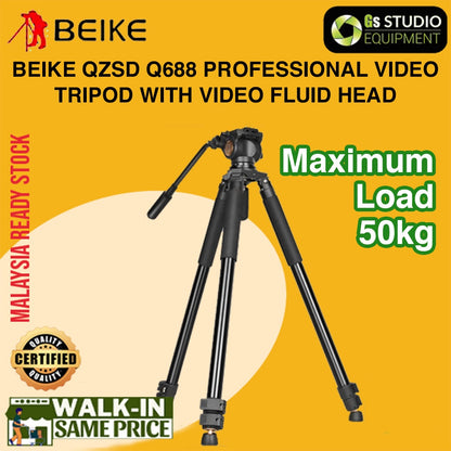 BEIKE QZSD Q688 Professional Video Tripod With Video Fluid Head