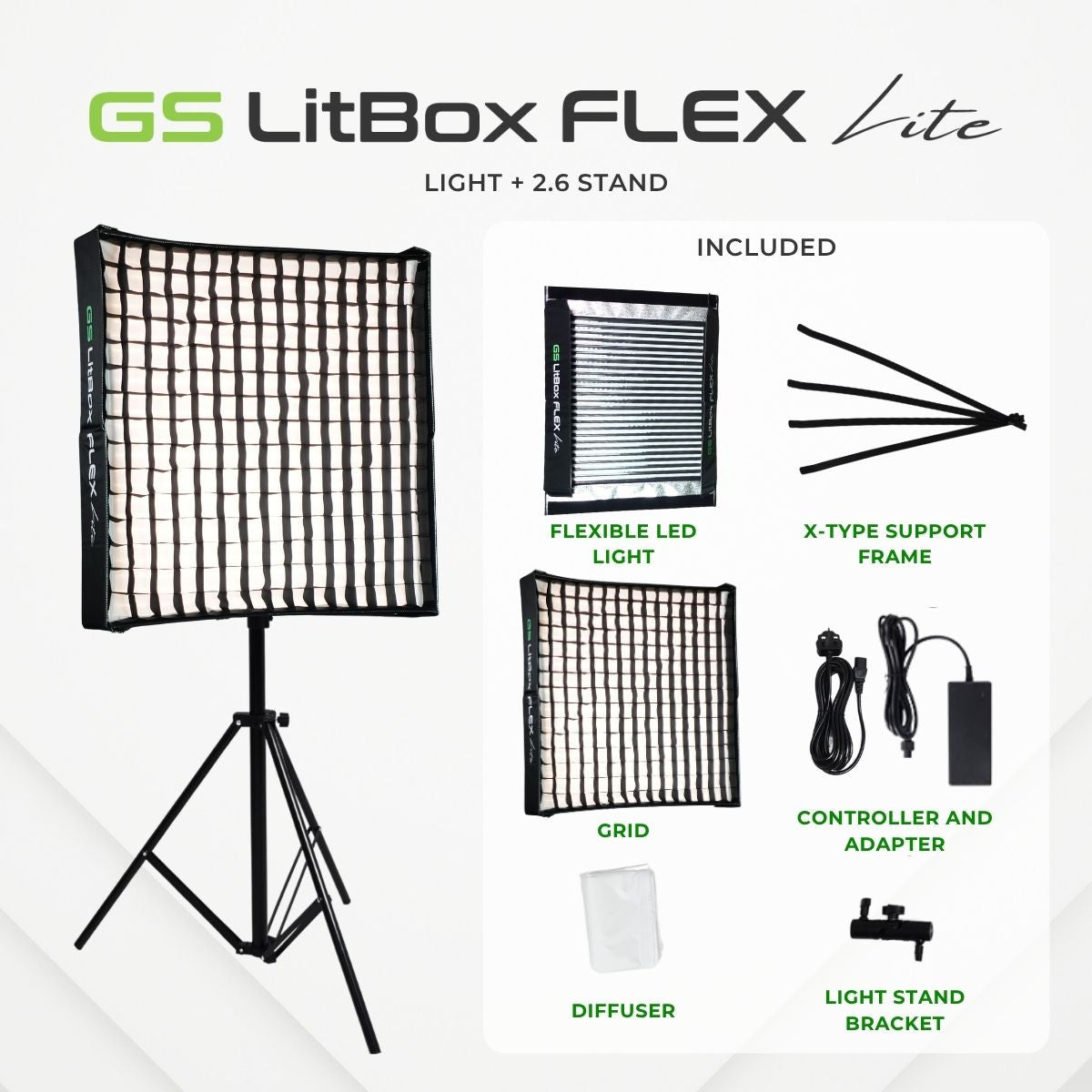 GS LitBox Flex Lite Foldable LED Video Panel Light 2700-6500K Bi-Color CRI 96+