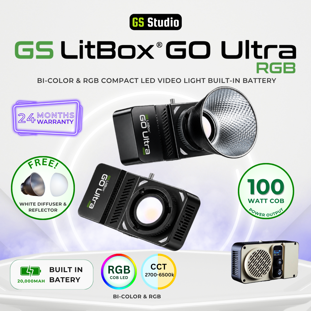 GS LitBox GO Ultra 100w Bi-Color & RGB Portable LED Video Light Built-In Battery | Wireless | Photo | Video