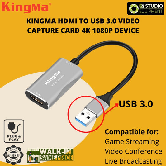 KingMa Video Capture Card 4K 1080p Device For Game Streaming Video Conference Or Live Broadcasting Compatible