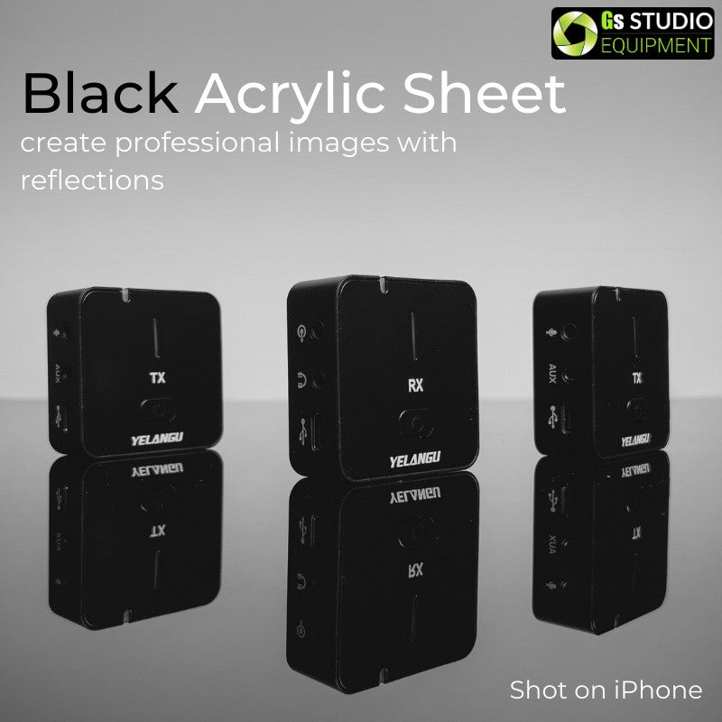 GS Reflection White Black Transparent Acrylic Reflective Mirror Background For Product Photography Videography (60cm)