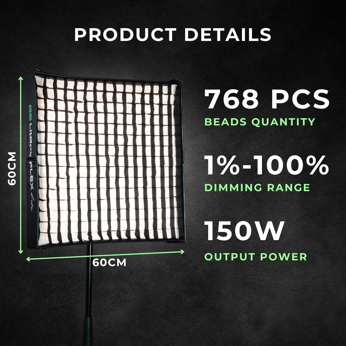 GS LitBox Flex Lite Foldable LED Video Panel Light 2700-6500K Bi-Color CRI 96+