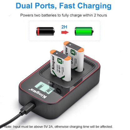 KingMa NP-BX1 Battery And Dual Charger Kit For Sony NP-BX1 Battery RX100 M2 RX100II RX100III ZV1 WX800 WX500 WX350