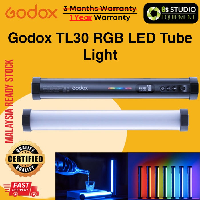 Godox TL30 RGB LED Tube Light RGB Color Photography Light Handheld Light Stick With App Remote Control For Photos Video