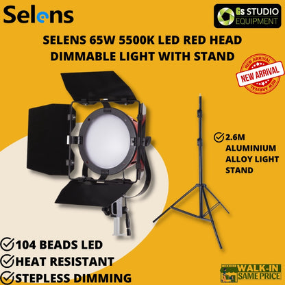 Selens 5500K 104 Beads LED Red Head Dimmable Light With Stand For Photography Portrait Studio Light (65W)