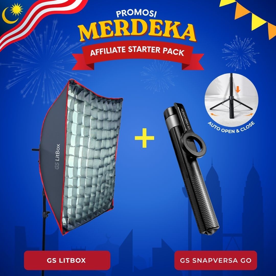 [Affiliate Starter Pack] Studio Light (GS LitBox, GS LitBox Plus, GS LitSphere) + GS SnapVersa GO Tripod for Live Stream/Content Creation