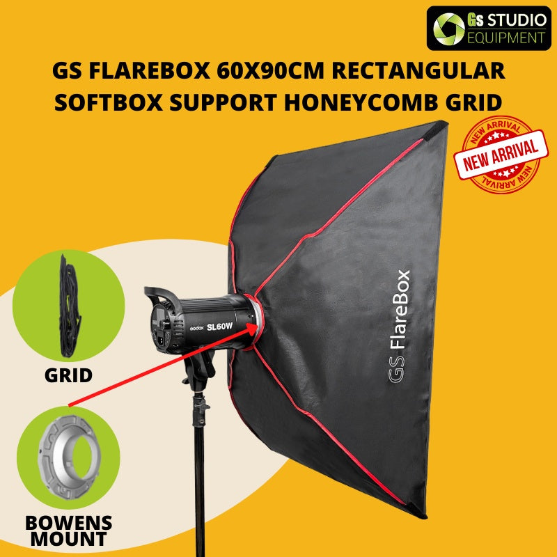 GS FlareBox 60X90cm Softbox can mount Grid (Bowen Mount)