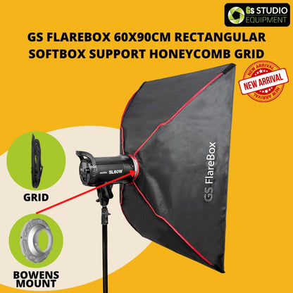 GS FlareBox 60X90cm Softbox can mount Grid (Bowen Mount)