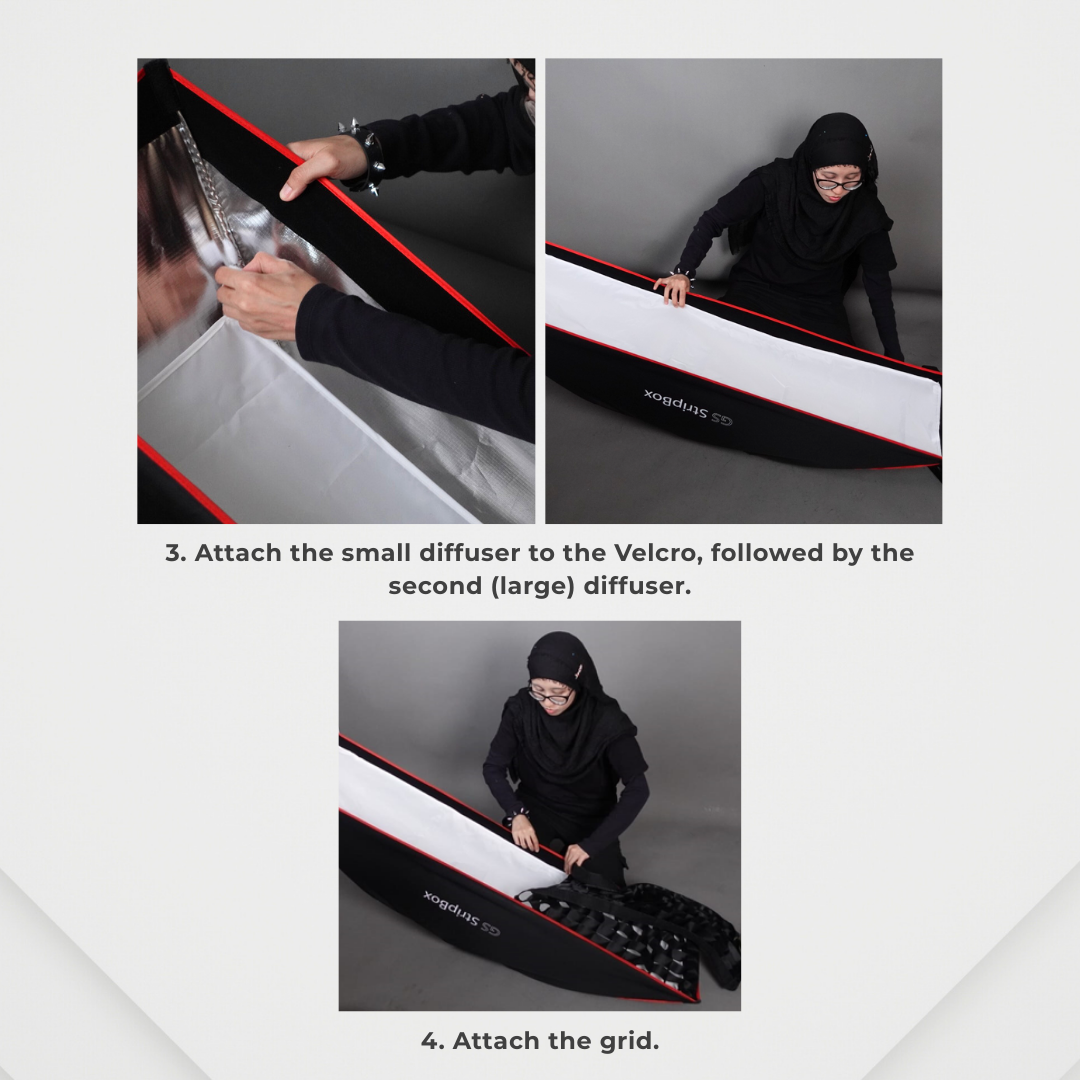 GS StripBox Rectangular Softbox with Grid 30x140cm for Rim Light & Full Body Shoots