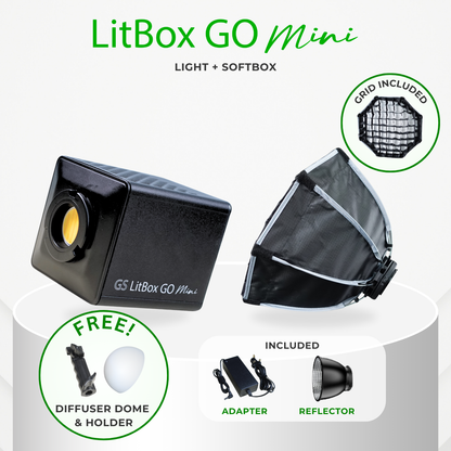 GS LitBox Go Mini Portable LED COB Video Light Built-in Battery & AC Powered