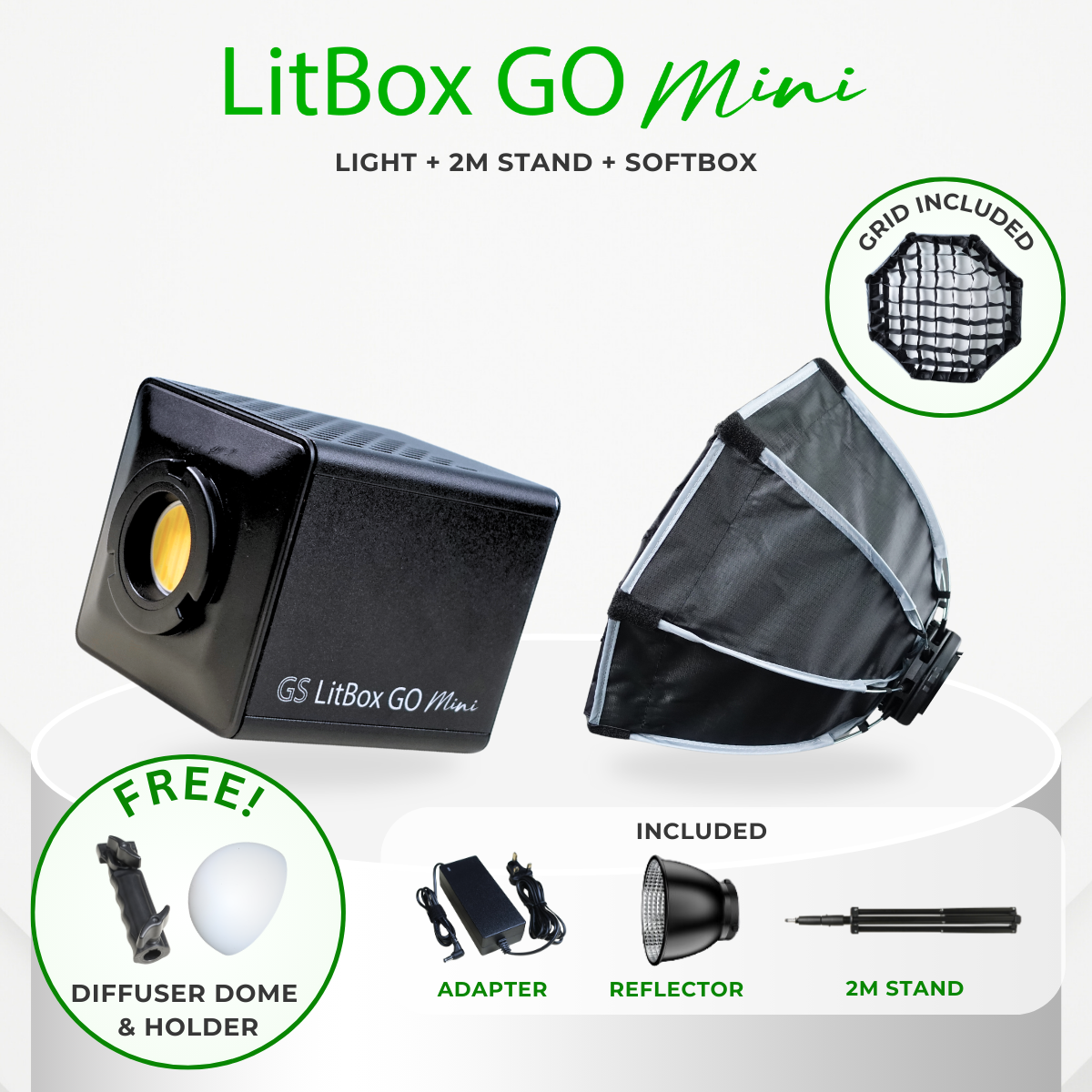 GS LitBox Go Mini Portable LED COB Video Light Built-in Battery & AC Powered