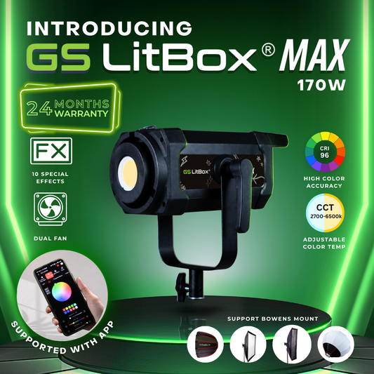 GS LitBox Max COB LED Video Light Adjustable Color Temperature & Brightness