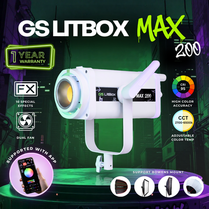 GS LitBox MAX 200 COB LED 230W Light APP Control Adjustable Color Temperature For Live And Content