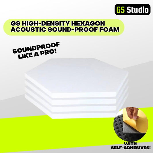 GS High Density Hexagon Acoustic Panels - Soundproof Foam, Self-Adhesive Insulation, Acoustic Treatment