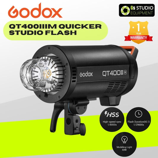 Godox QT400IIIM Studio Flash Monolight, 2.4G Wireless X System, HSS 1/8000s, LED Modeling Lamp, Bowens Mount for Photo Studio Portrait Wedding Shooting