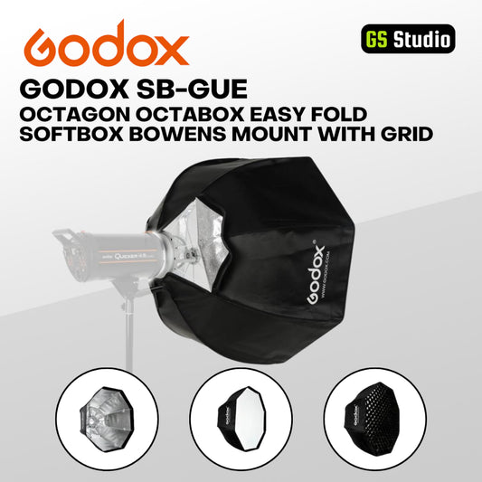 Godox SB-GUE Octagon Octabox Easy Fold Softbox Bowens Mount With Grid (80/95/120cm)
