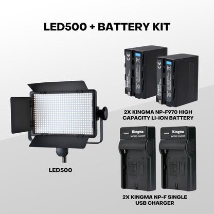 Godox LED500C Bi-Color LED500W Daylight LED Video Light WITH KINGMA NP-F970 6600MAH HIGH CAPACITY LI-ION BATTERY + KINGM