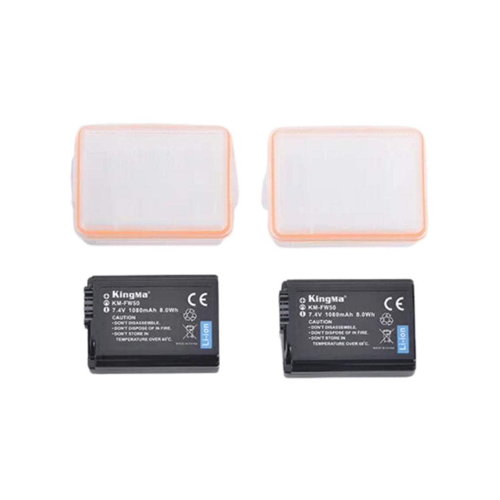 KingMa NP-FW50 Battery And Dual Charger Kit For Sony NP-FW50 Battery A5100 A6100 A6400 RX10 A7 A7II A7R A7S ZV-E10