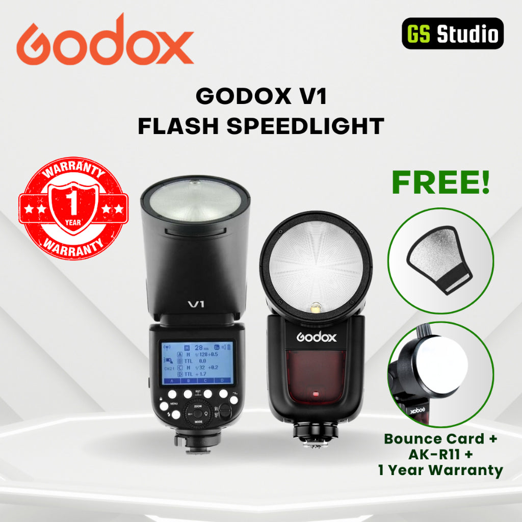 Godox V1 Flash Speedlight For Canon Nikon Sony Fuji Camera Round Flash TTL Li-ion Battery